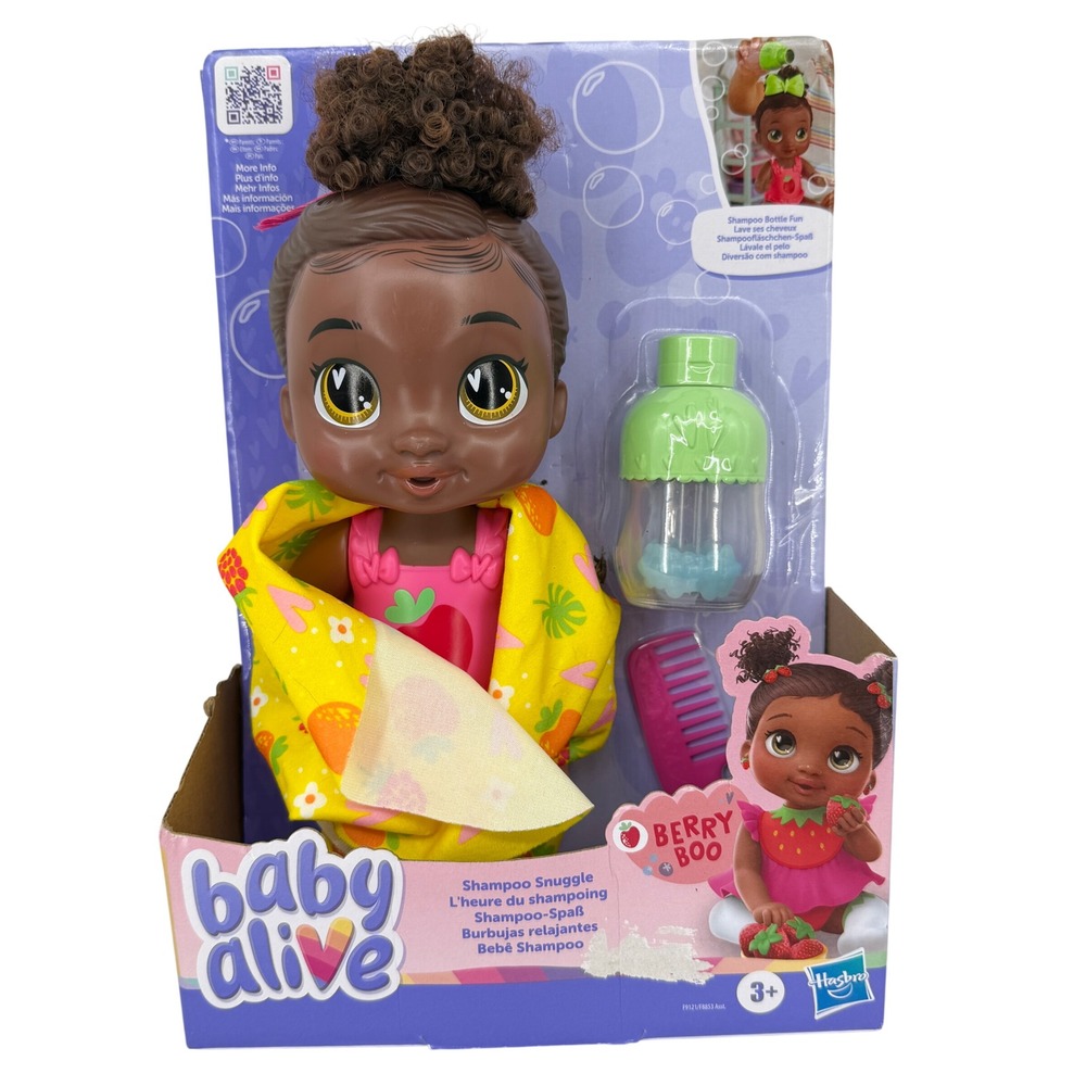 Hasbro Baby Alive Shampoo Snuggle Doll Berry Boo Pink Yellow Water Play New